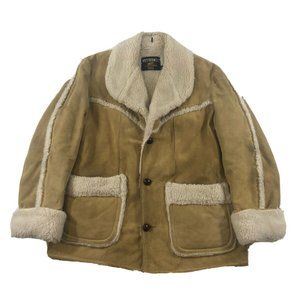 Sears Western Outdoor Wear Suede Leather Sherpa Lined Heavy Jacket Size Mens L